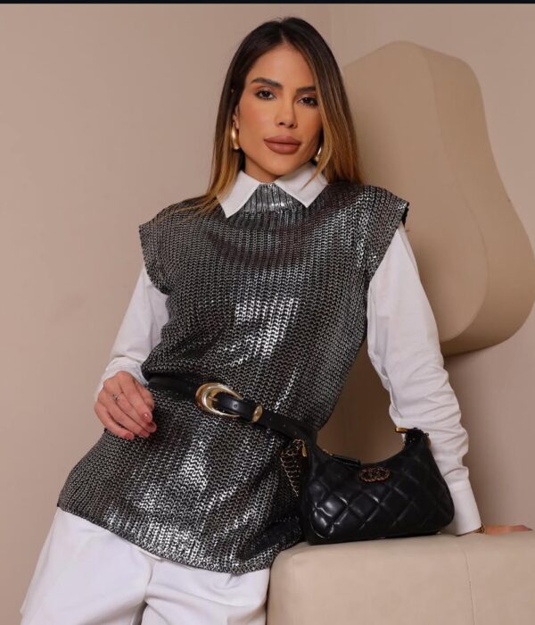 COLETE TRICOT METALIZADO